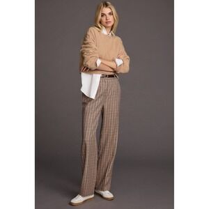 Beatrice‎ b. Womens Tailored checkered plaid trousers pants US 10 Wool Italy